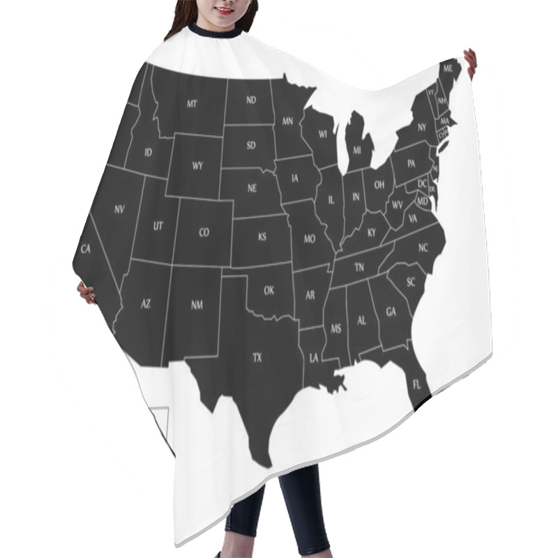 Personality  Black Map Of USA Hair Cutting Cape