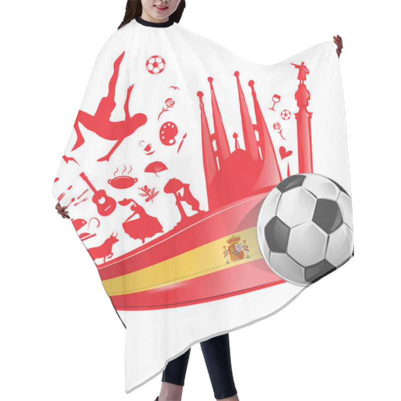 Personality  Spain Flag With Soccer Ball  Hair Cutting Cape