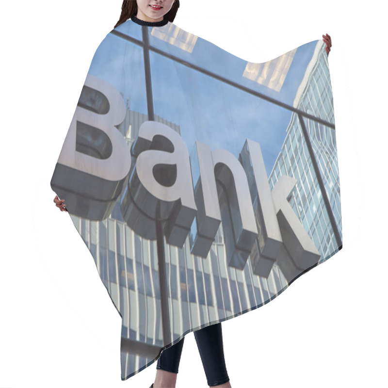 Personality  The Glass Wall With The Inscription Bank Hair Cutting Cape