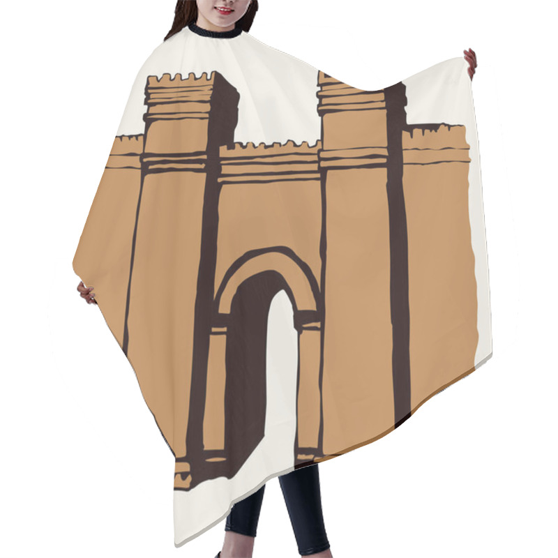 Personality  Babylonian Gate. Vector Drawing Scene Hair Cutting Cape