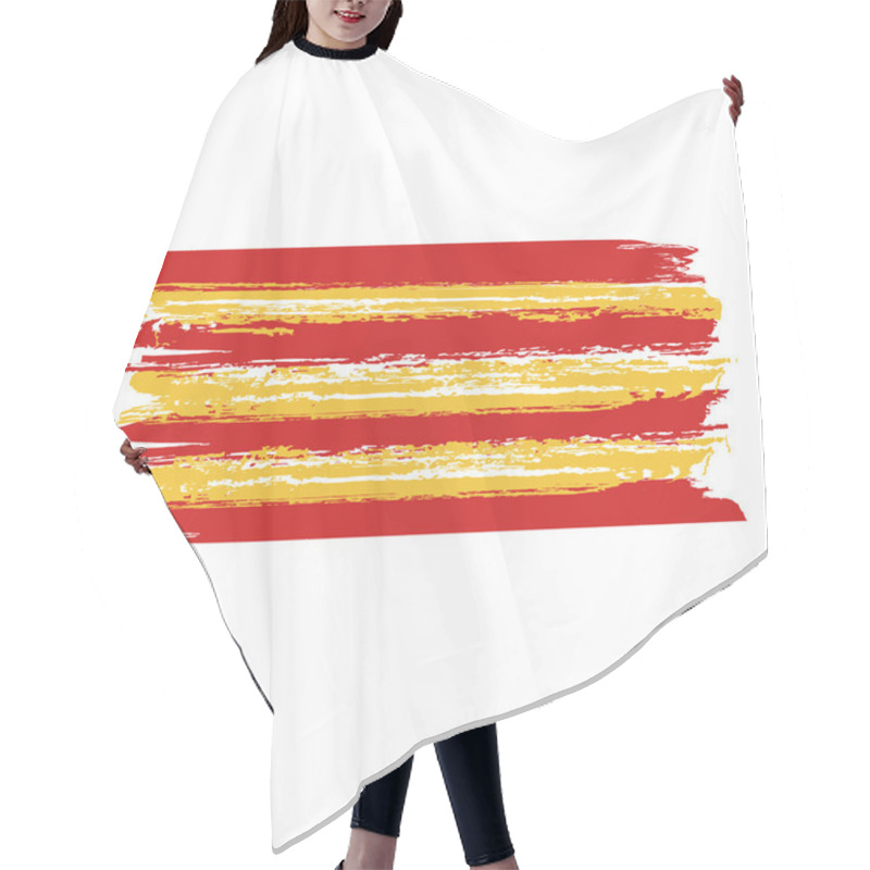 Personality  Catalan Flag Painted By Brush Hand Paints. Catalonia Art Flag.  Hair Cutting Cape