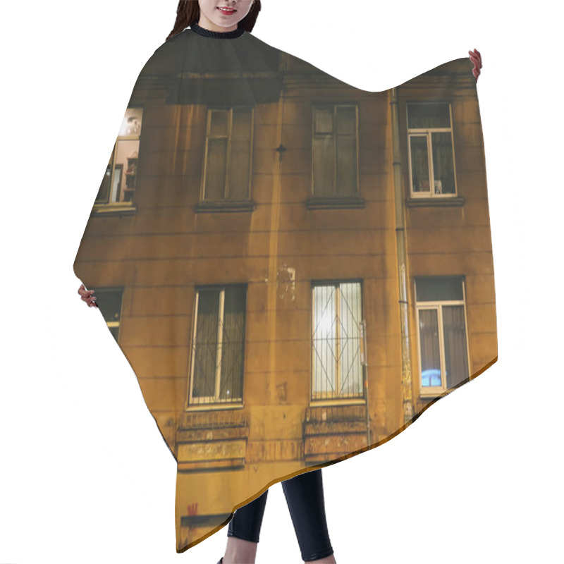 Personality  Lighted Windows Of A Night Apartment Building Hair Cutting Cape