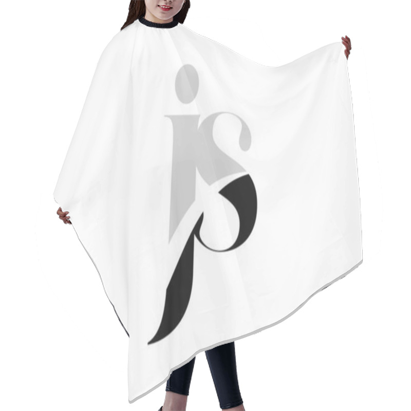 Personality  Alphabet Letter Js J S Black And White Logo Icon Design Hair Cutting Cape