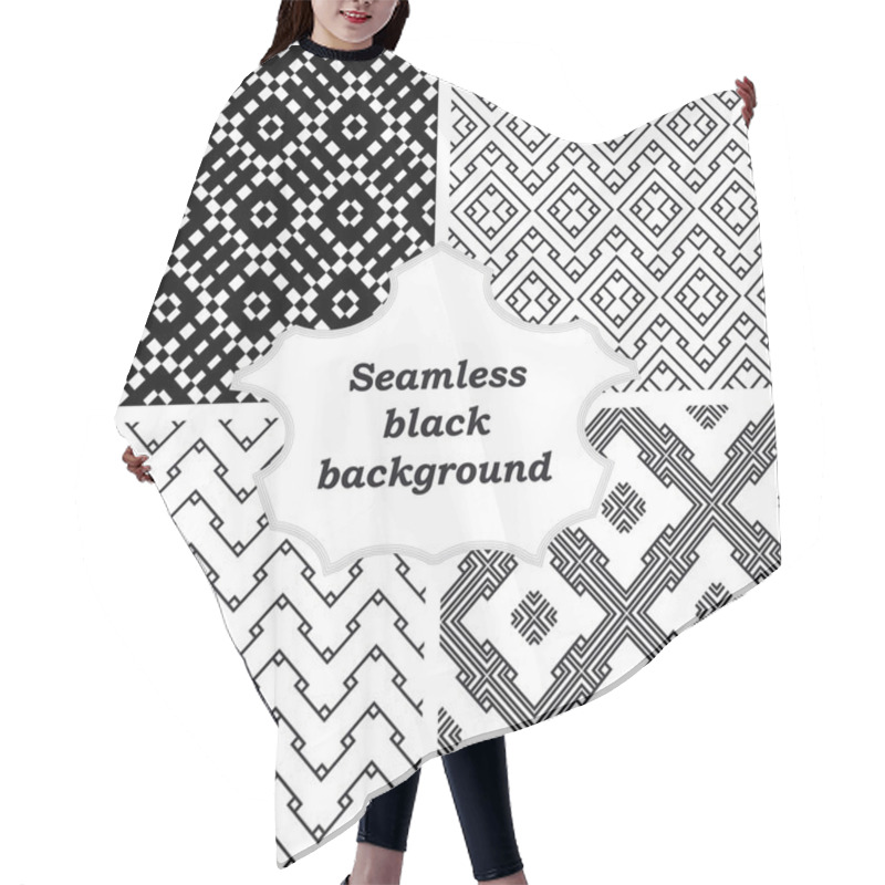 Personality  Set Of Black And White Patterns Hair Cutting Cape