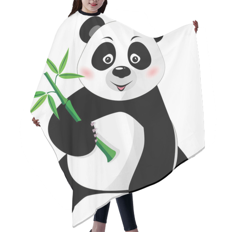 Personality  Sitting Cute Panda With Bamboo Isolated On White Hair Cutting Cape