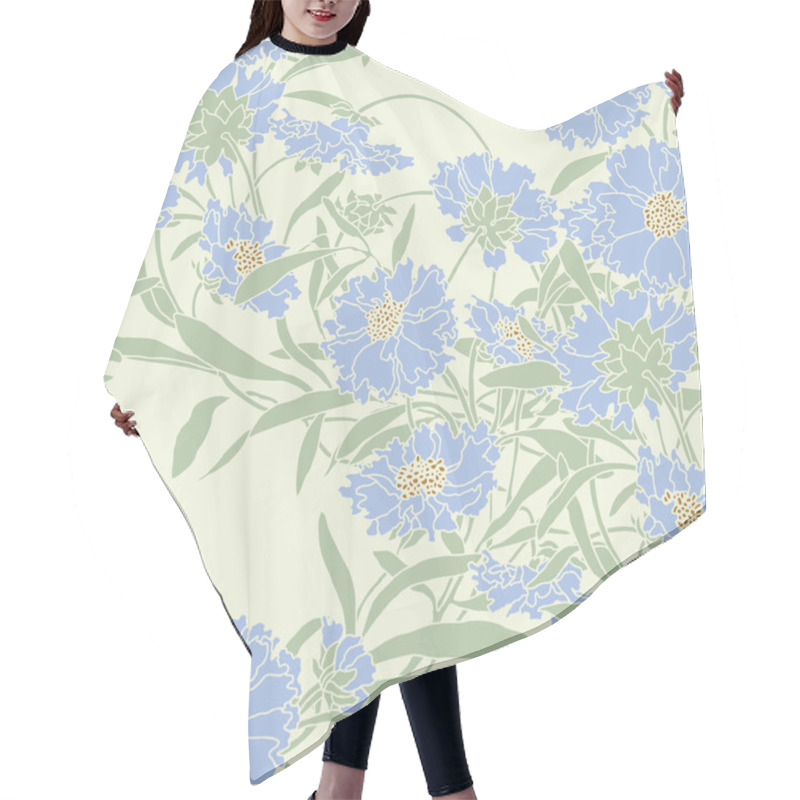 Personality  Elegance Seamless Pattern With Cornflowers Flowers Hair Cutting Cape