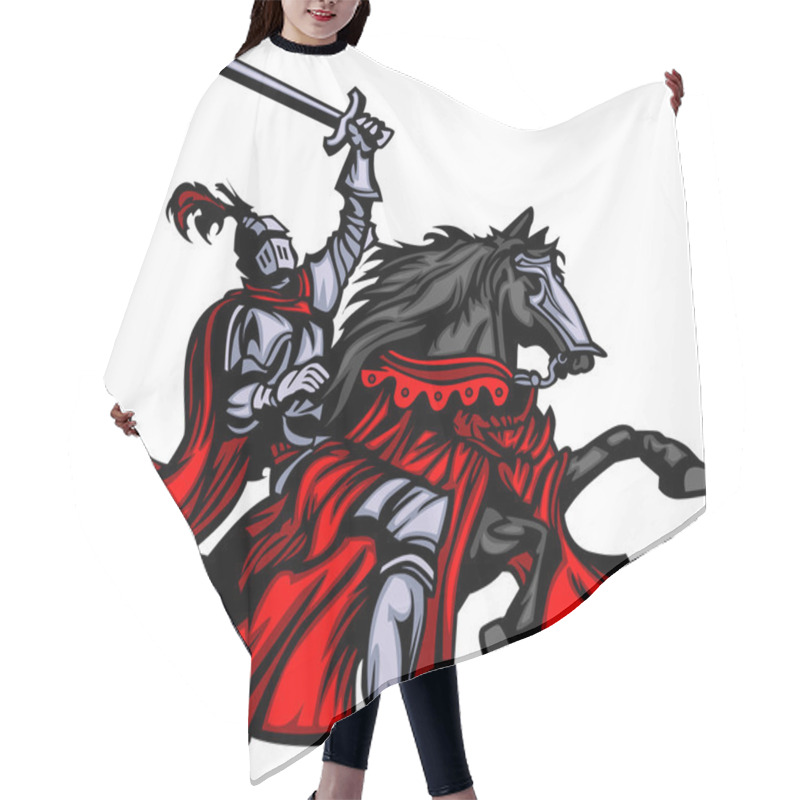 Personality  Knight Mascot On Horse Hair Cutting Cape