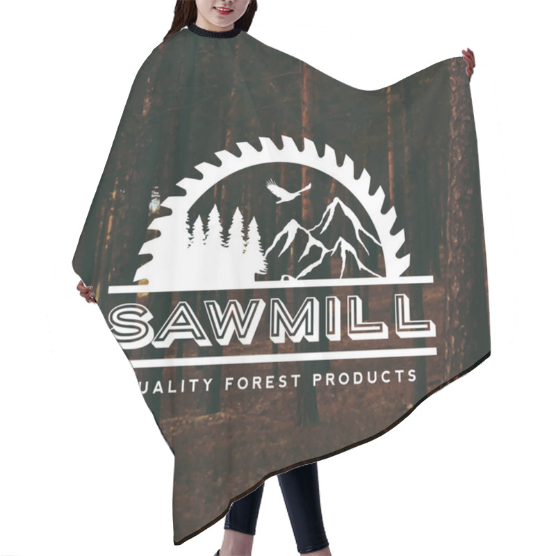 Personality  Sawmill Label On Forest Background Hair Cutting Cape