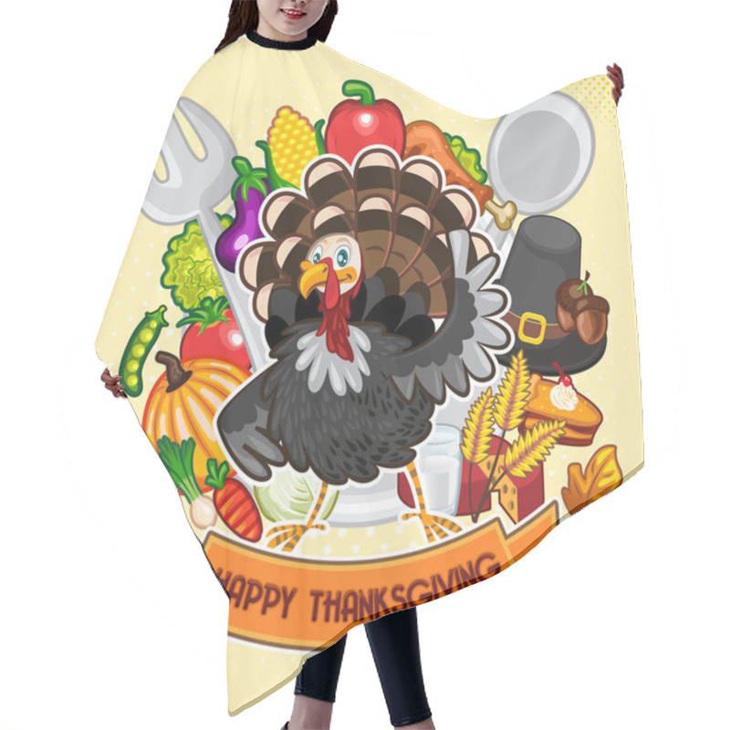 Personality  Happy Thanksgiving Turkey Hair Cutting Cape