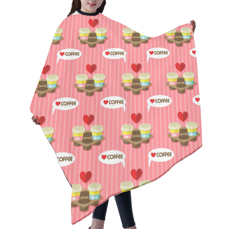 Personality  Take Away Hot Coffee Cups Seamless Pattern Hair Cutting Cape