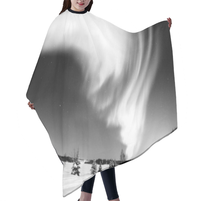 Personality  Aurora Natural Phenomenon Background  In Black And White HDR Hair Cutting Cape