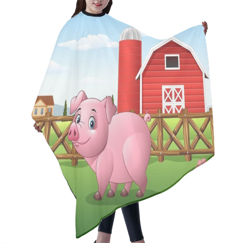 Personality  Cartoon Pig In The Farm Background Hair Cutting Cape