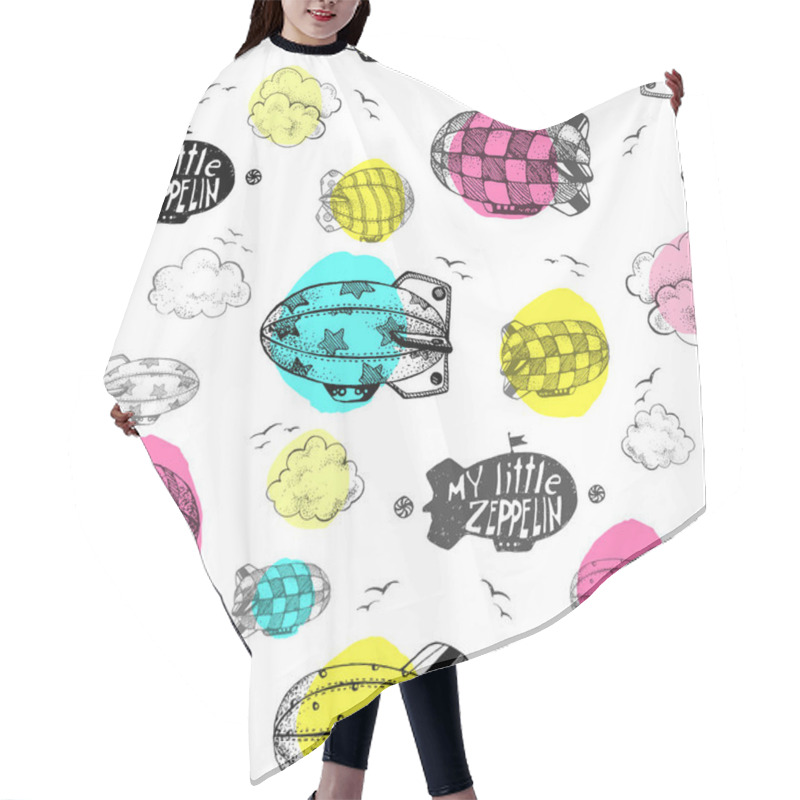 Personality  Seamless Pattern With Cute Little Airships Hair Cutting Cape