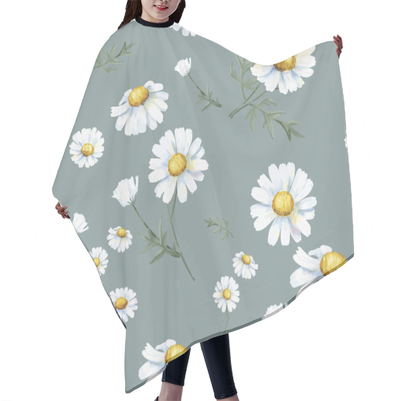 Personality  Hand Drawn White Common Daisy Pattern Hair Cutting Cape