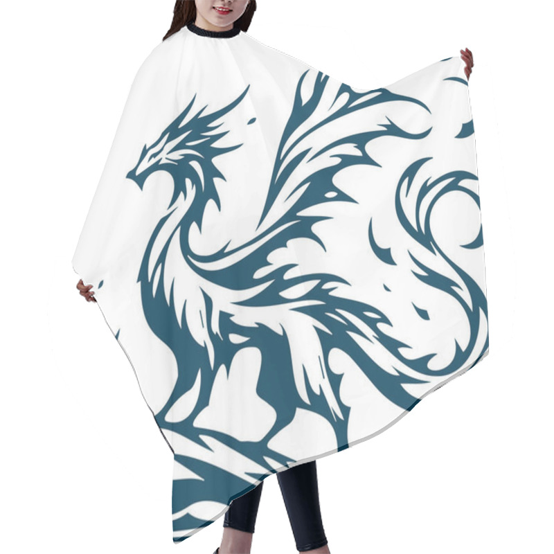 Personality  Timeless Fantasy Dragon With Wings Showcased In A Simple Vector Art Illustratio Hair Cutting Cape