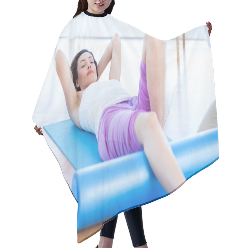 Personality  Trainer Working With Woman On Exercise Mat  Hair Cutting Cape