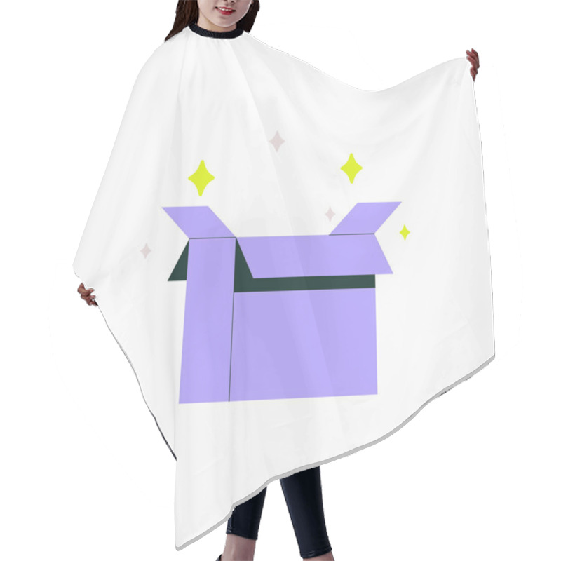 Personality  An Open Box With Sparkles Around It Symbolizing Unboxing, Surprise Delivery, And Excitement, Representing The Moment Of Revealing New Or Special Items. Hair Cutting Cape