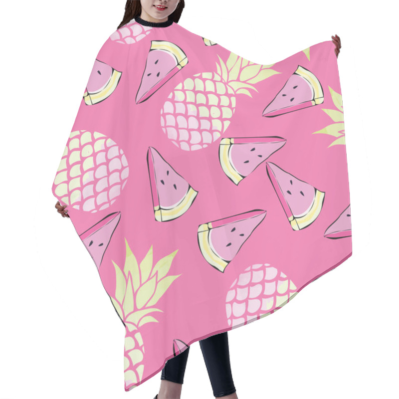 Personality  Pineapples And Watermelon Seamless Pattern Hair Cutting Cape