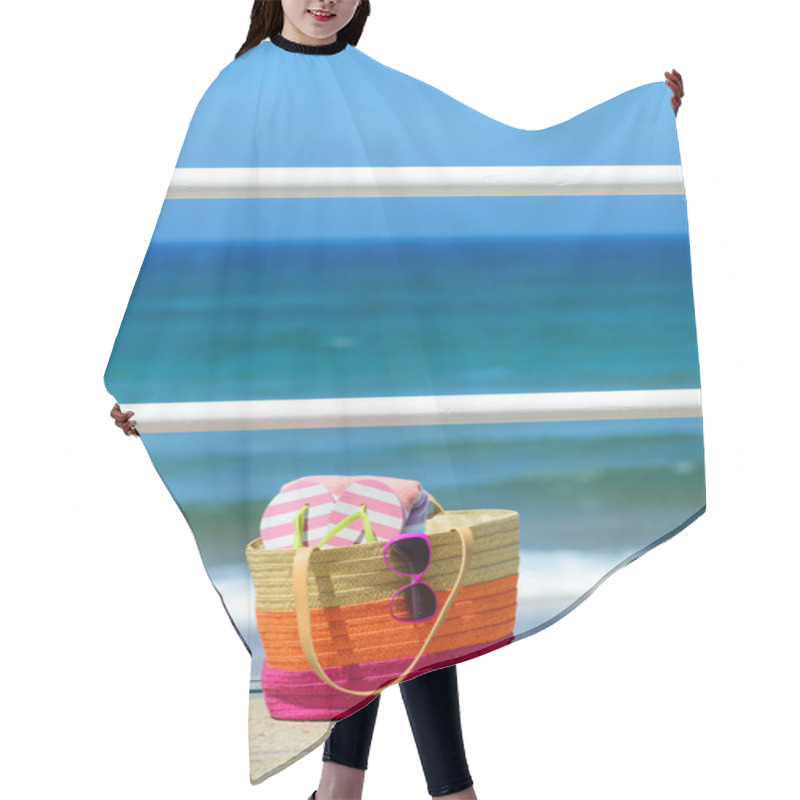 Personality  Summer Vacation On Beach Concept Hair Cutting Cape