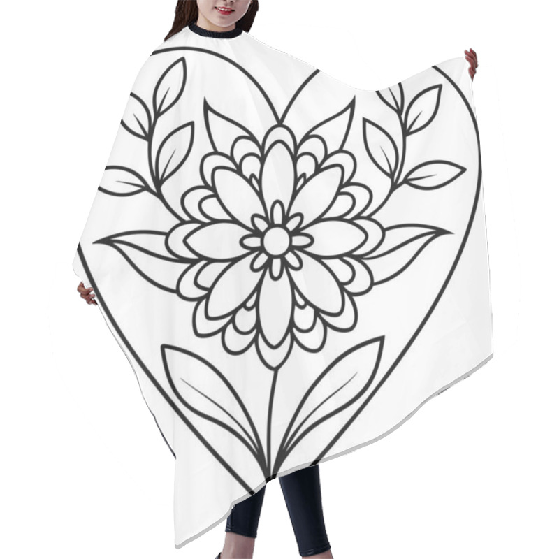 Personality  Vibrant Heart Illustration Made Of Flowers And Leaves Hair Cutting Cape