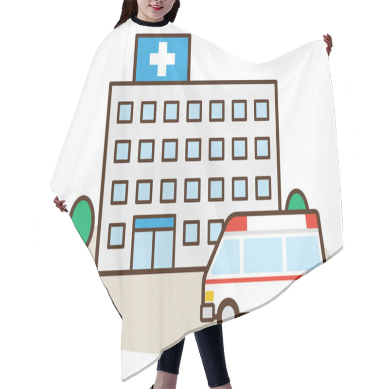 Personality  Vector Illustration Of Hospital And Ambulance Hair Cutting Cape