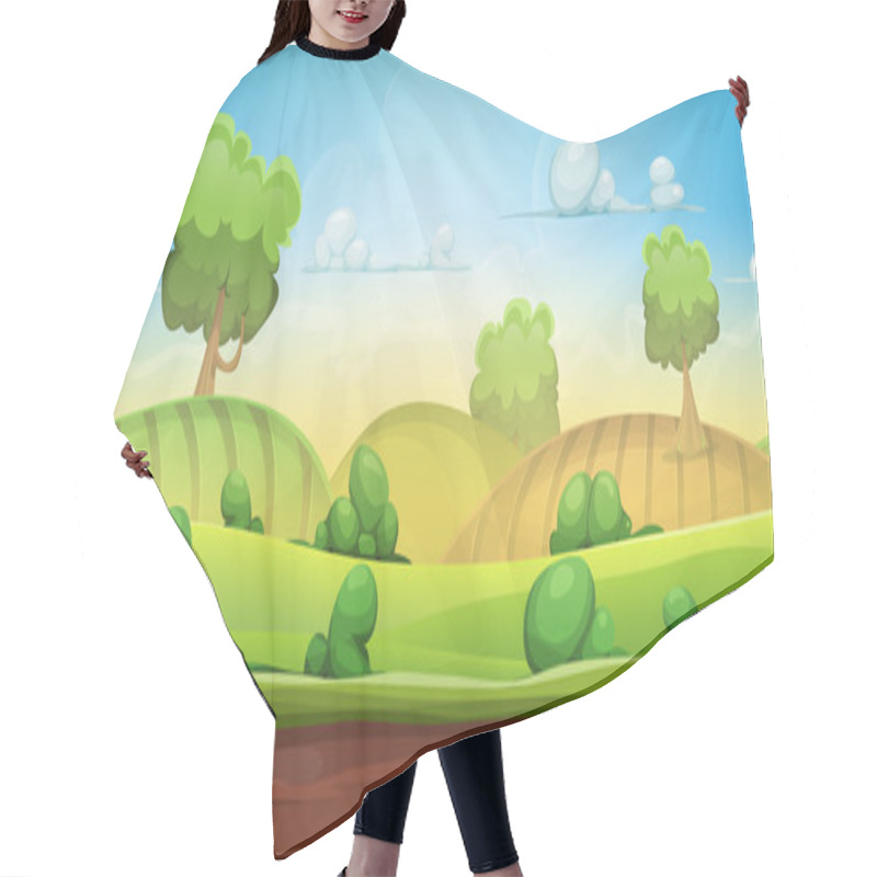 Personality  Seamless Country Landscape For Ui Game Hair Cutting Cape