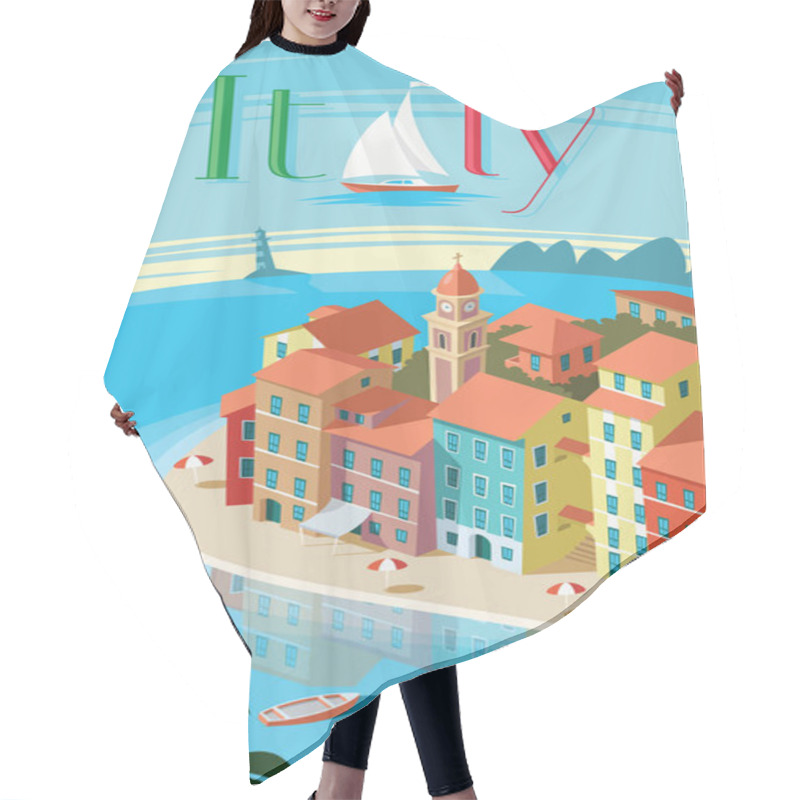 Personality  Italian Coastal Town Portofino Landscape Hair Cutting Cape