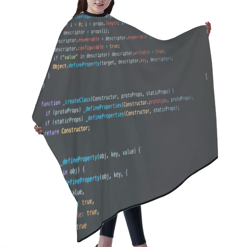 Personality  Program Code On Computer Monitor Hair Cutting Cape