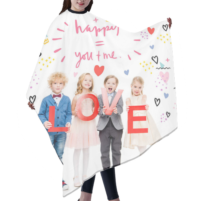 Personality  Kids Holding Word Love  Hair Cutting Cape