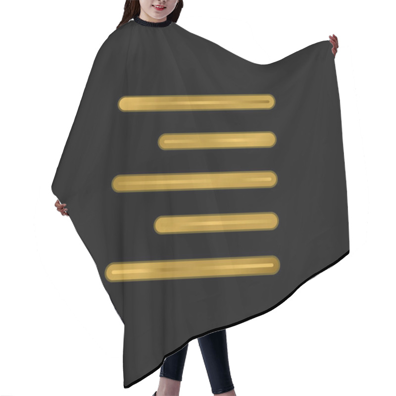 Personality  Align Right Gold Plated Metalic Icon Or Logo Vector Hair Cutting Cape