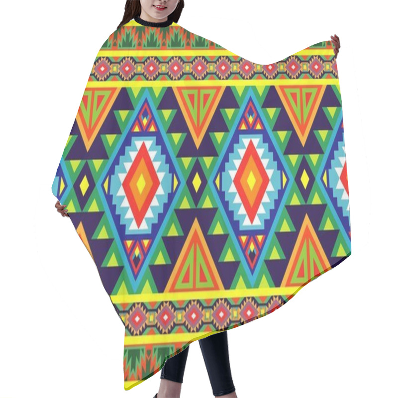 Personality  Vibrant Tribal Geometric Pattern With Bold Diamond Motifs, Zigzag Lines, And Symmetrical Shapes. Perfect For Backgrounds, Textiles, Decorative Art, And Designs Inspired By Traditional Motifs. Hair Cutting Cape