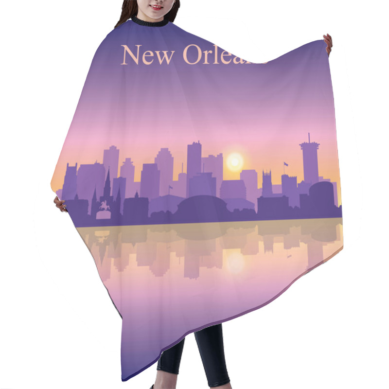 Personality  New Orleans Silhouette On Sunset Background Hair Cutting Cape