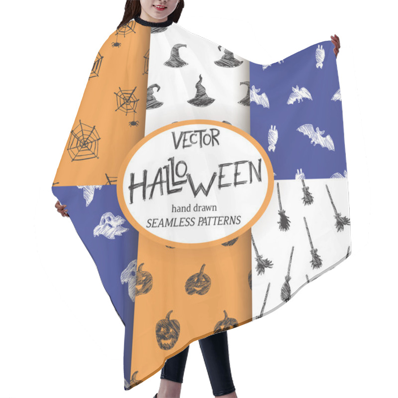 Personality  Halloween Set Of Seamless Patterns Hair Cutting Cape