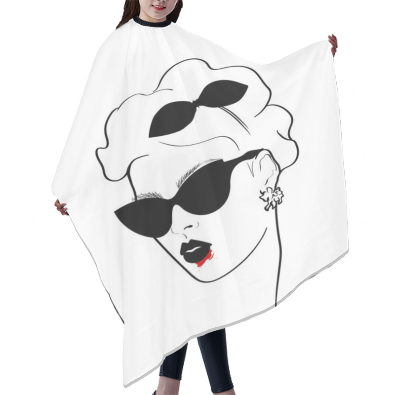 Personality  Halloween Vampire Design Sketch Woman In Style Pop Art Hair Cutting Cape