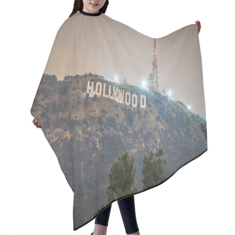 Personality  Hollywood Sign Lit At Night Hair Cutting Cape