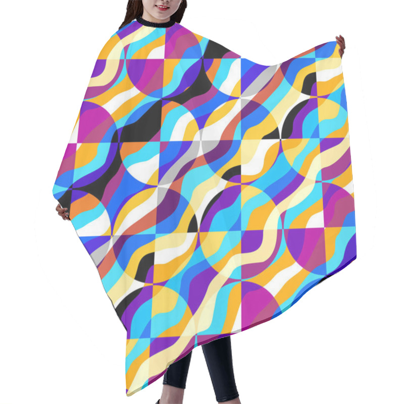 Personality  Seamless Geometric Abstract Pattern. Geometric Intersection Circles. Vector Image. Hair Cutting Cape