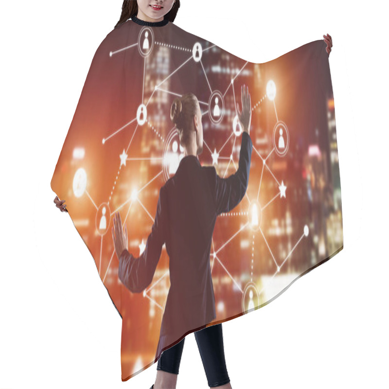 Personality  Businesswoman Against Night Cityscape  Hair Cutting Cape