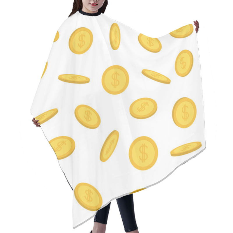 Personality  Falling Down Golden Coins Hair Cutting Cape