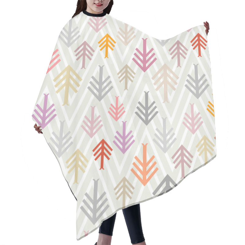 Personality  Spring Mood. Modern Geometric Seamless Pattern. Inspired By American Indians Arts. Firs, Arrows, Zig Zag Background. Retro Textile Collection. Hair Cutting Cape