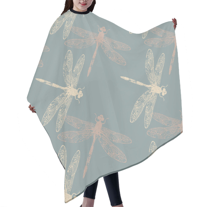 Personality  Spring Endless Pattern With Stylish Dragonflies Hair Cutting Cape