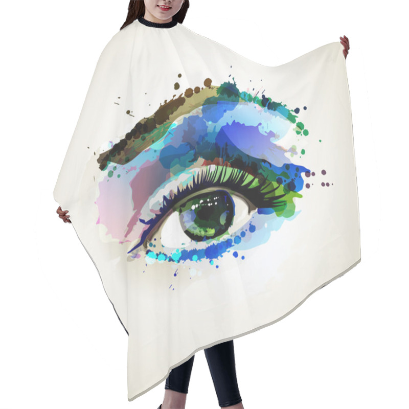 Personality  Beautiful Fashion Woman Eye Forming By Blots Hair Cutting Cape