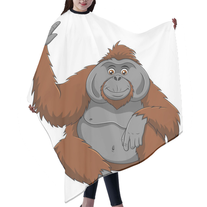 Personality  Cute Orangutan Cartoon Vector Illustration Hair Cutting Cape