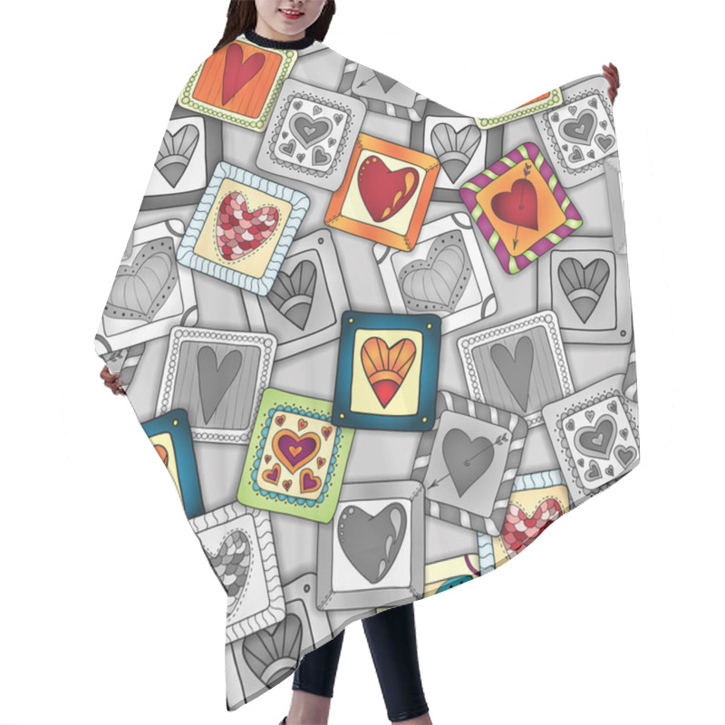 Personality  Geometric Seamless Pattern In Patchwork Style. Hair Cutting Cape