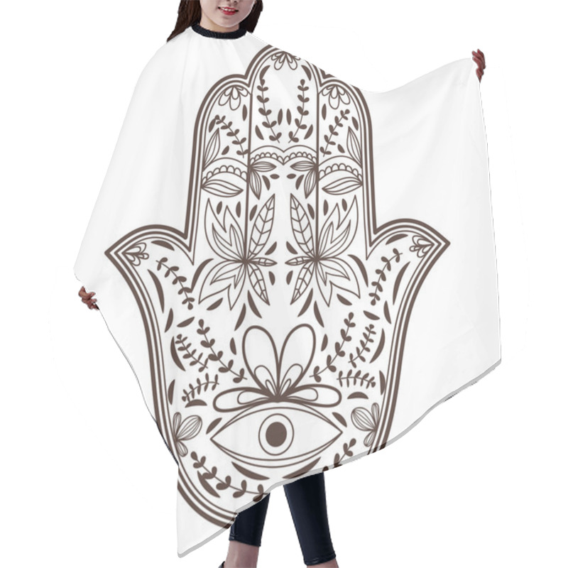 Personality  Illustration With Ornamental Khamsa Hair Cutting Cape