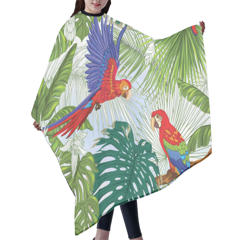 Personality  Tropical Plants And Flowers And Birds. Seamless Pattern Hair Cutting Cape