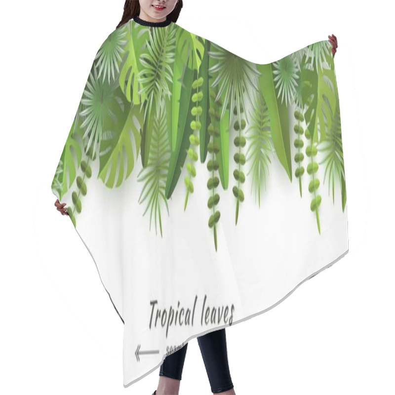 Personality  Tropical Leaves Seamless Border Isolated On White Background Summer And Seasonal Design Travel Advertising And Tourism Volumetric Image Cut Paper Vector Illustration Hair Cutting Cape