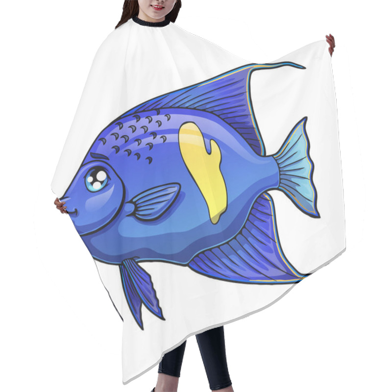 Personality  Blue Fish Arabian Angel On White Hair Cutting Cape