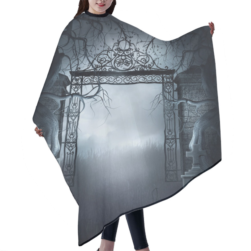 Personality  Foggy Cemetery Gate Hair Cutting Cape