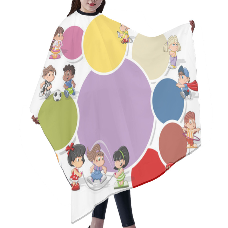 Personality  Cute Happy Cartoon Kids Playing Hair Cutting Cape