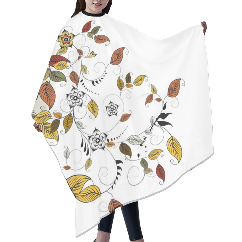 Personality  Vector Elegant Autumn Leaves Illustration Hair Cutting Cape